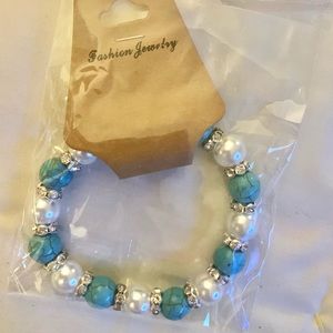 Glass Pearl & Semiprecious Stones Bracelet